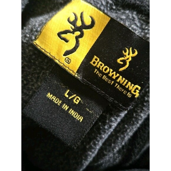 Hunt Browning Mens Dark Gray Hoodie Size Large L Hunting American Flag Hood Top - Picture 2 of 9